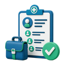 3D job application board, briefcase and approval badge