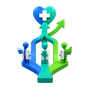 3D healthcare career pathway and growth symbols