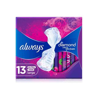 Always Diamond FlexFoam Ultra Thin Large Sanitary Pads with Wings - 13 Pads