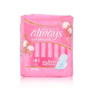 Always Diamond Cotton Soft Thick Large Pads with Wings - 24 Pads