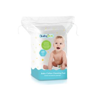 Babyjem Dry Cotton Baby Cleansing Pads, 0m+ - 60 Pads