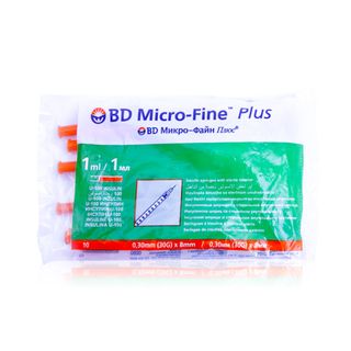 BD Micro-Fine Plus Insulin Syringes 1 ml, 30G × 8 mm, Pack of 10