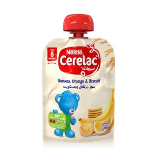 Nestlé CERELAC Banana, Orange & Biscuit Fruit Purée Pouch - 90 g