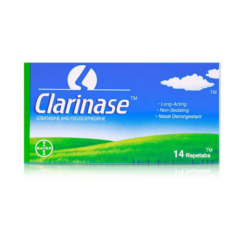 Clarinase Clarinase Repetabs Loratadine 5 mg/Pseudoephedrine 120 mg Prolonged-Release Tablets - 14 Tablets
