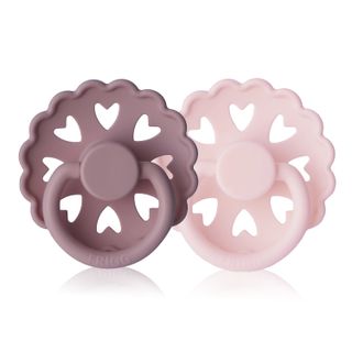 FRIGG Fairytale The Little Mermaid/The Snow Queen Round Silicone 2-Pack Pacifiers, Size 2 (6-18 months)