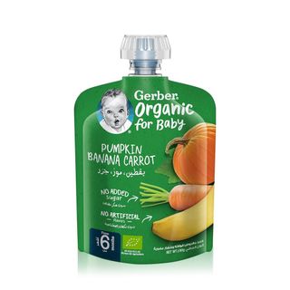 GERBER Organic Pumpkin, Banana and Carrot Puree Pouch 6m+ - 90 g