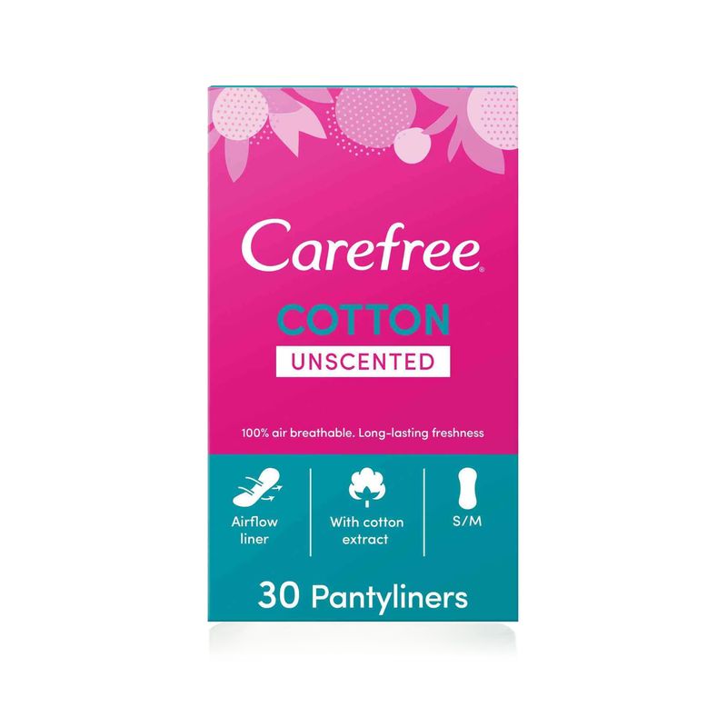 Carefree Cotton Feel Panty Liners with Cotton Extract - 30 Individually Folded Liners