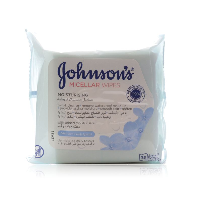 Johnson's Daily Essentials Nourishing Facial Cleansing Wipes for Dry Skin - 25 Wipes