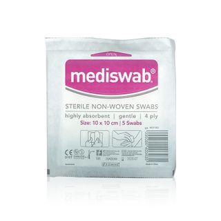 Mediswab Sterile Non-Woven Swabs MD1302, 10 x 10 cm - 1 Pouch (5 Swabs)