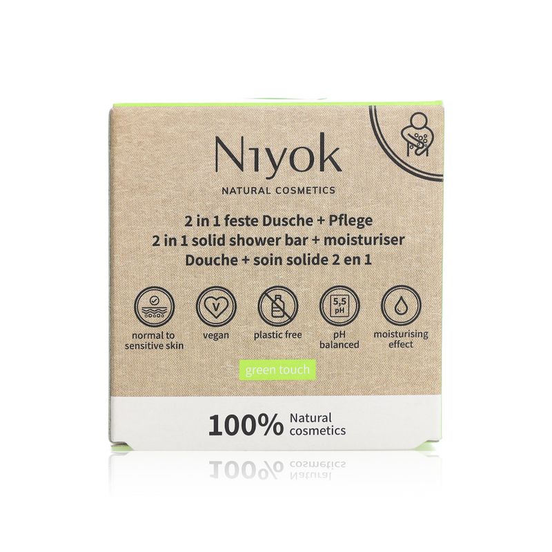 Niyok 2-in-1 Solid Shower & Moisturising Bar, Green Touch - 80 g
