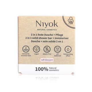 Niyok 2-in-1 Solid Shower & Moisturising Bar, Soft Blossom - 80 g