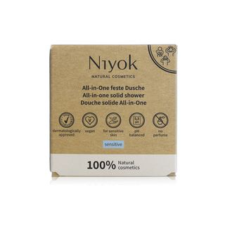 Niyok Sensitive All-in-One Solid Shower Bar for Body, Hair & Face - 80 g