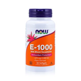 NOW Vitamins E-1000 with Mixed Tocopherols, 50 Softgels