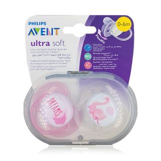 Philips Avent Ultra Soft Pacifiers SCF091/09 Girl Mix, 0-6 Months - 2 Pacifiers