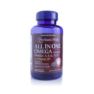Puritan's Pride All-in-One Omega 3-5-6-7-9 with Vitamin D3 - 60 Softgels
