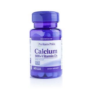 Puritan's Pride Calcium Carbonate 600 mg + Vitamin D3 3.125 mcg (125 IU) - 60 Coated Caplets
