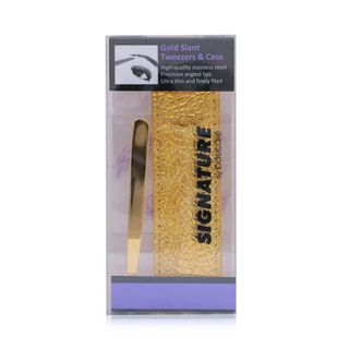 Basicare Signature Gold Slant-Tip Tweezers with Pouch - 1 Piece