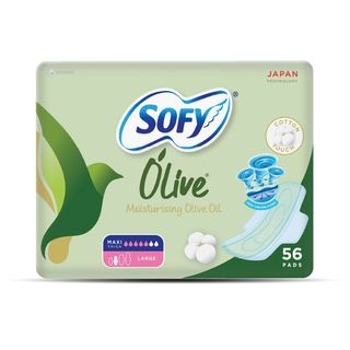 SOFY Olive Oil Moisturiser Slim Large Sanitary Pads with Wings, 29 cm - 56 Pads