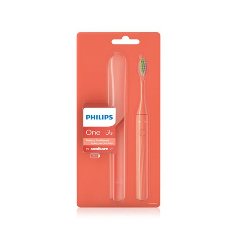 Philips One by Sonicare Battery Electric Toothbrush Miami Coral HY1100/01 - 1 Kit