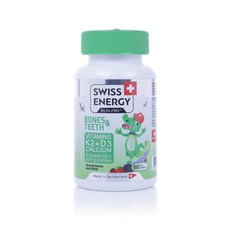 Swiss Energy Bones & Teeth Vitamins K2, D3 and Calcium Gummies - 60 Gummies
