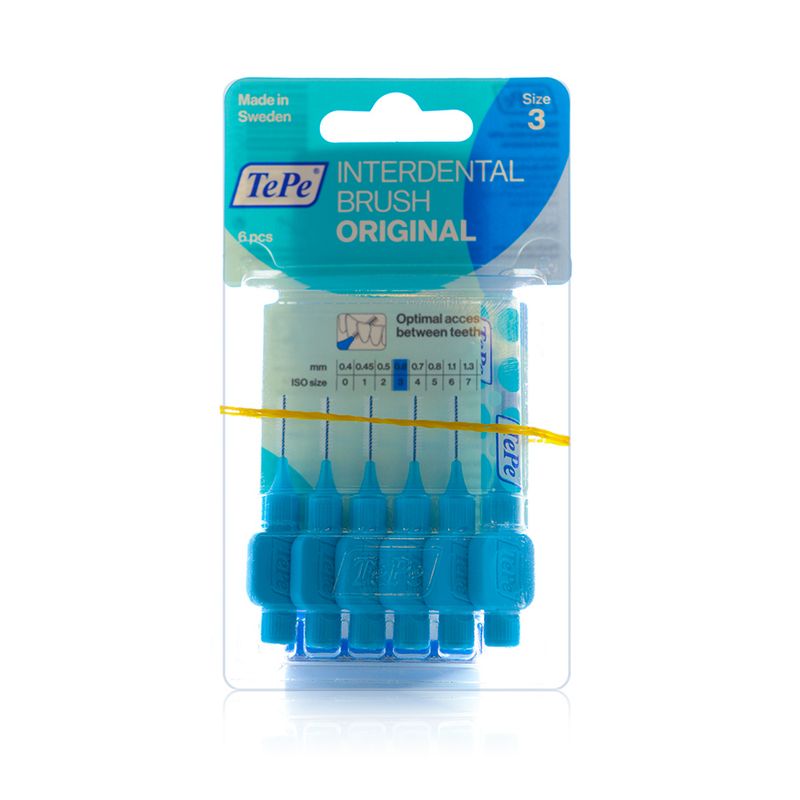 TePe Original Interdental Brushes Blue ISO 3, 0.6 mm - 6 Brushes