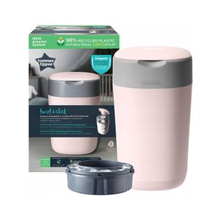Tommee Tippee Twist & Click Nappy Disposal Bin Pink with 1 Refill - 1 Set