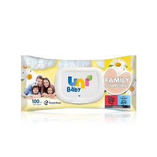 Uni Baby Family Chamomile-Scented Wet Wipes - 100 Wipes